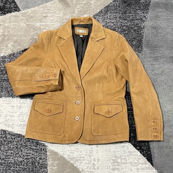 The Territory Ahead Jackets & Blazers - The Territory Ahead LEATHER Jacket Women Small Brown Button Up Coat Western BOHO
